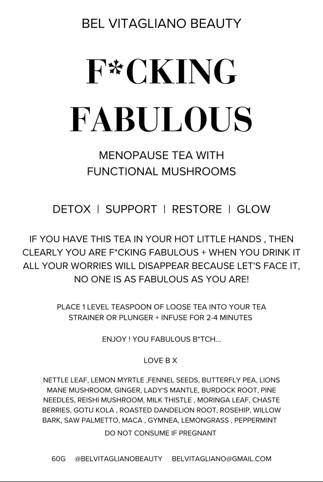 F*CKING FABULOUS MENOPAUSE TEA 60g